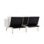 Canapé-lit futon crème en velours blanc avec pieds en métal doré