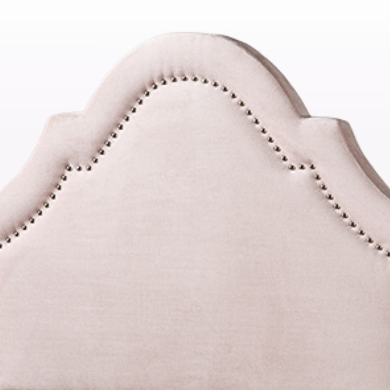 Tête de lit arquée en velours rose clair Leto H 56,21 po x l 39,03 po x P 2,23 po Leto, Simple, Rose clair