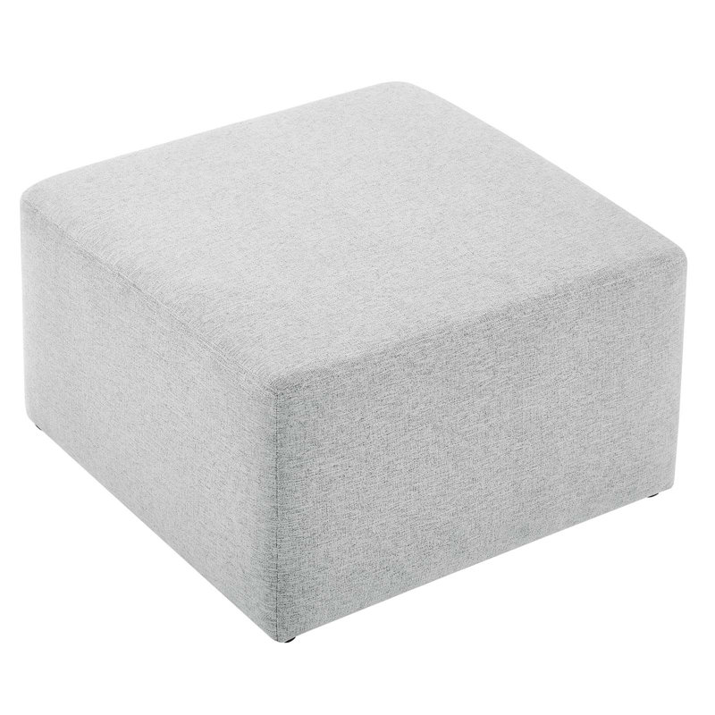 Modway Callum Upholstered Ottoman, Heathered Weave Light Gray Fabric