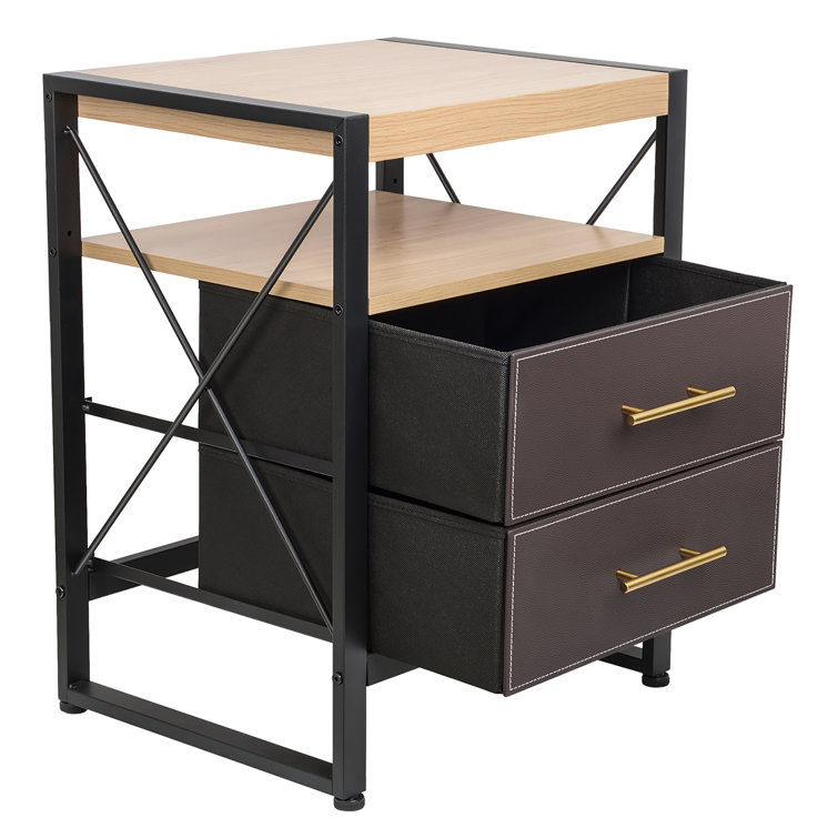 Ebern Designs Orik Nightstand with 2 Drawers, Small Dresser, Night Stand  with 2 Fabric Drawers & Reviews