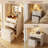 3-in-1 Glass-Top Vanity – Flip Mirror, Charging Station, Hidden Tall-Bottle Cubby, Stool with Drawer, Nightstand Mode, Pure White
