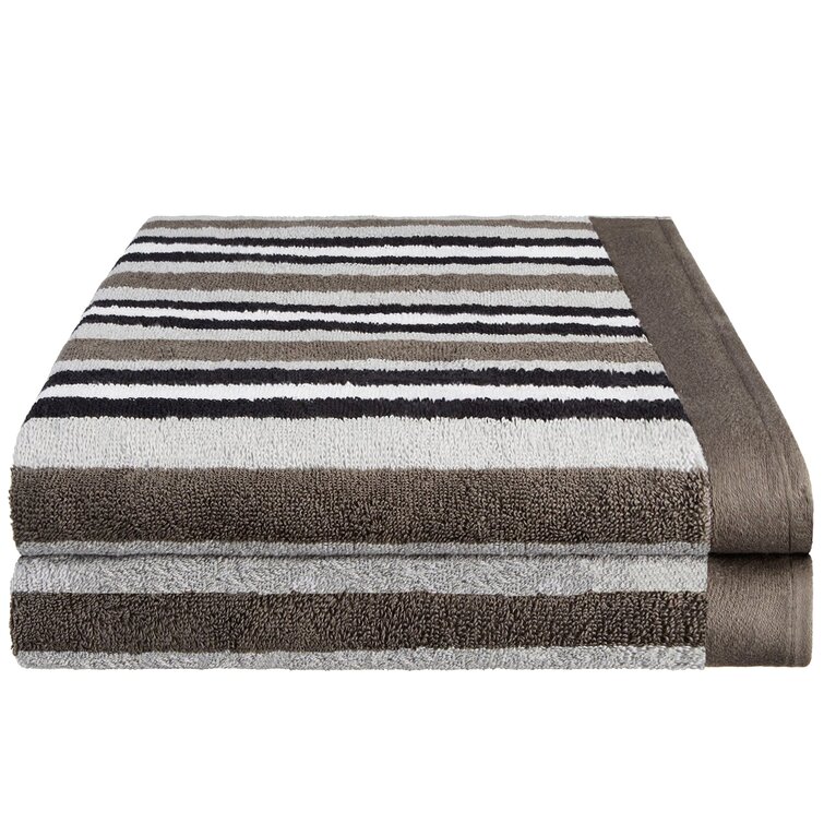 Cotton Two-Toned Reversible Quick Dry Bath Towel Set (6 Piece Set, Grey /  Charcoal) - Great Bay Home