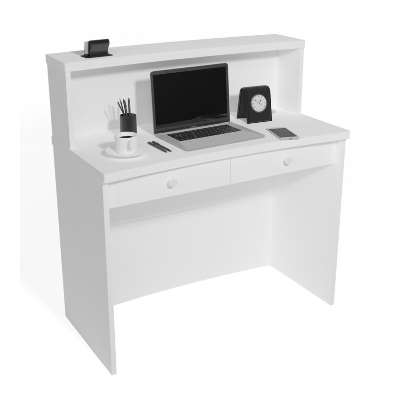 Mono Reception Desk w/ Transaction Counter Multifunctional Front Desk, 41.3" H x 31.5" W x 19.7" D