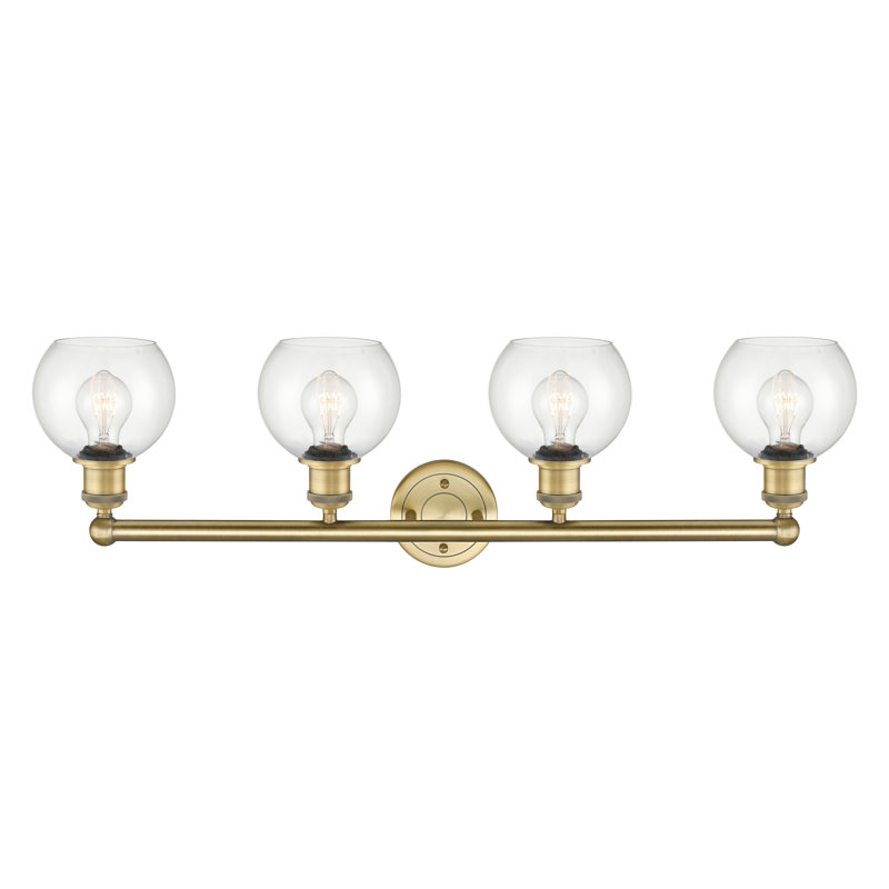 Éclairage pour meuble-lavabo 4 lumières 33 pouces Cambria, Transparent, Laiton brossé