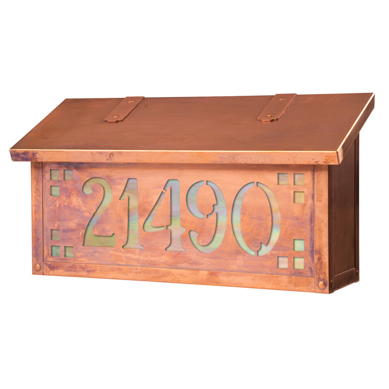 Pasadena Brass Wall Mounted Mailbox, Old Penny, Gold Iridescent