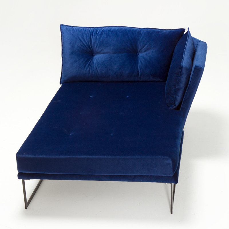 Composant de siège de lit réversible de 44,5 po de large Hertwig, 100 % polyester bleu