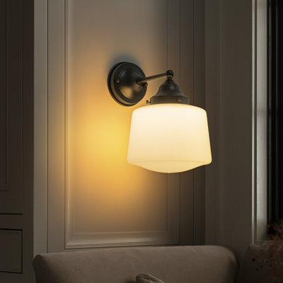 1-Light Armed Glass Wall Sconce