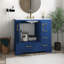 Traditional Bathroom Vanity With Ceramics Sink , Blue Bathroom Cabinet With Two Soft Close Doors And Four Drawers-1503107185
