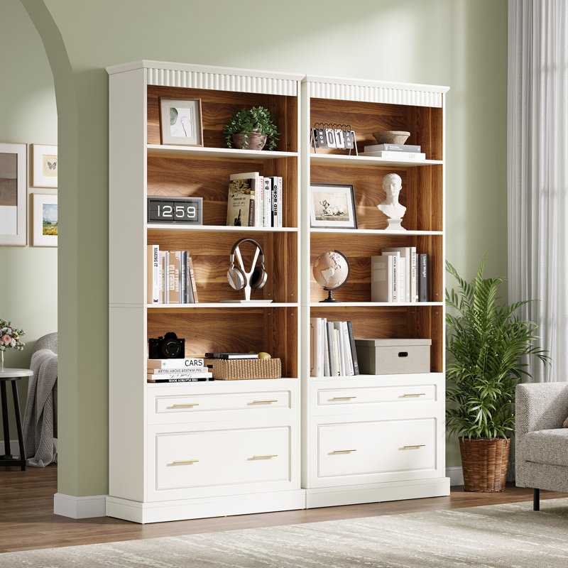 Bookcases with File Cabinet Drawer (Set of 2)