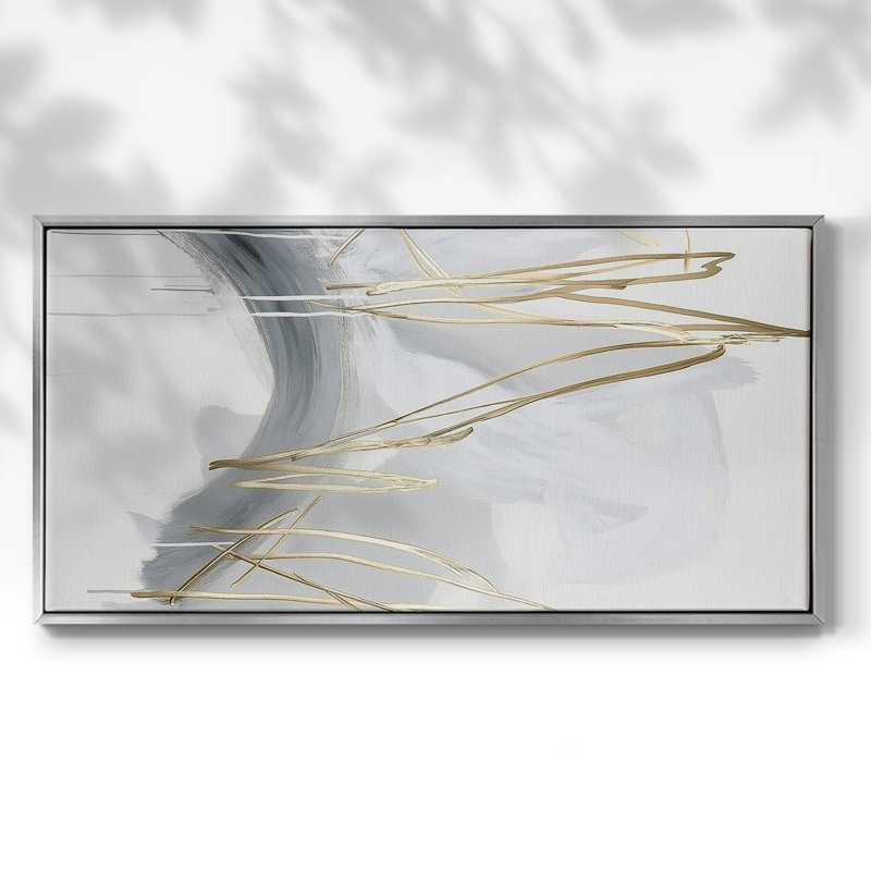 Série abstraite - DCCXLVI - Toile tendue avec châssis encadré - Prêt à être accroché, H 21 po x l 41 po, Argent argent