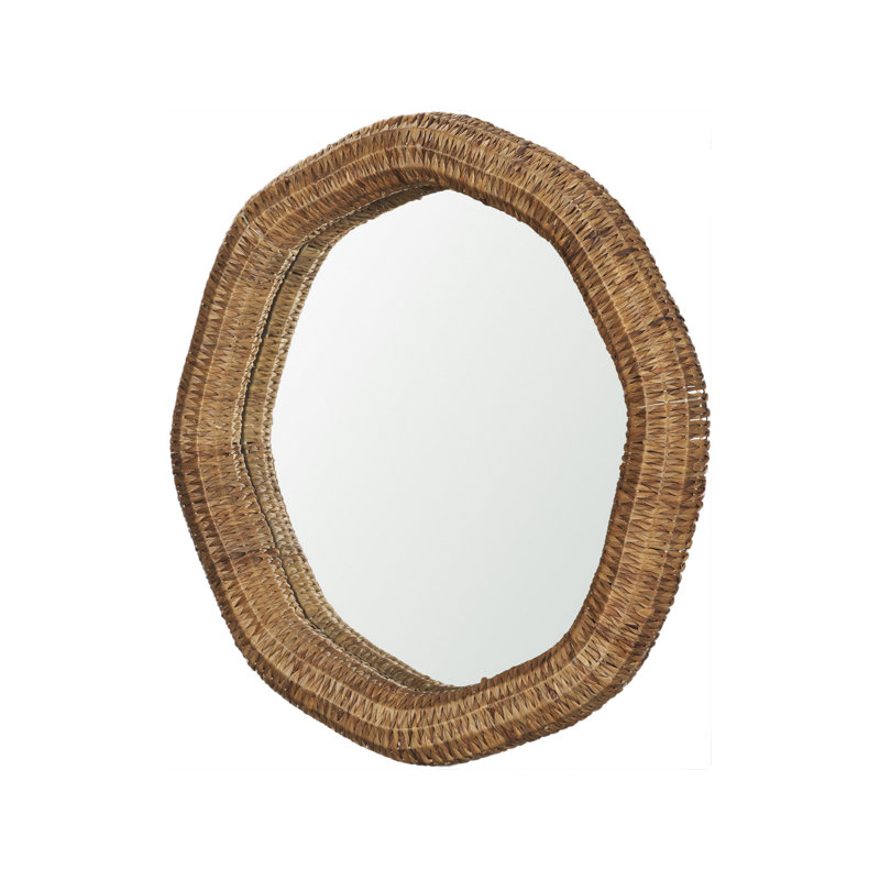 Miroir en jacinthe d'eau tissé 42 po Fegan, 36 po x 36 po
