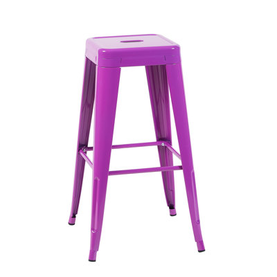 Tabourets de bar en métal sans dossier de hauteur de comptoir de 30 po Mauve de 4, non empilables, détachables, espace, assemblage, pour îlot de cuisine, bar, salle à manger - imperméable, nécessitant peu d'entretien,
