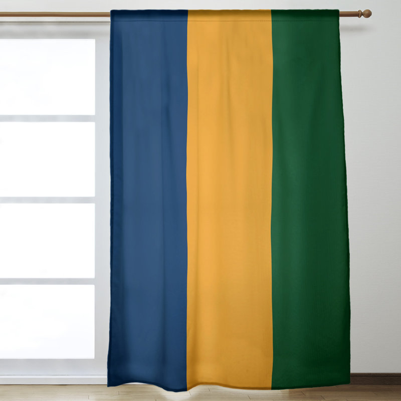 Blackout Curtain Single Panel, Navy/Gold/Green