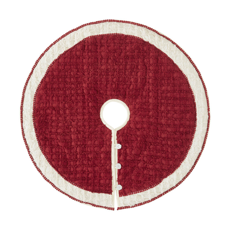 Kringle 36" Red and Creme Chenille Christmas Tree Skirt
