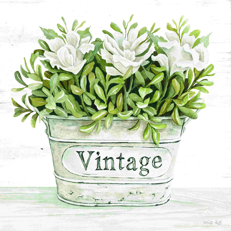 Art floral rétro sur toile tendue, H 36 po x l 36 po