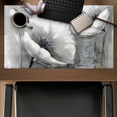 Industrial Monochrome Flowers - Modern Gaming Mat for Home Decor