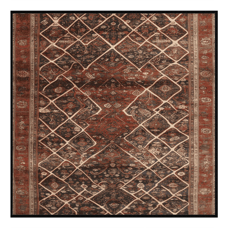 Machine Washable Persian Brown Area Rug, Square 8'