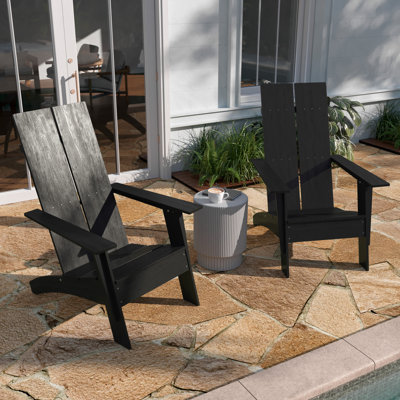 Indoor/Outdoor Modern Dual Slat Back Adirondack Style Chairs by Taylor & Logan