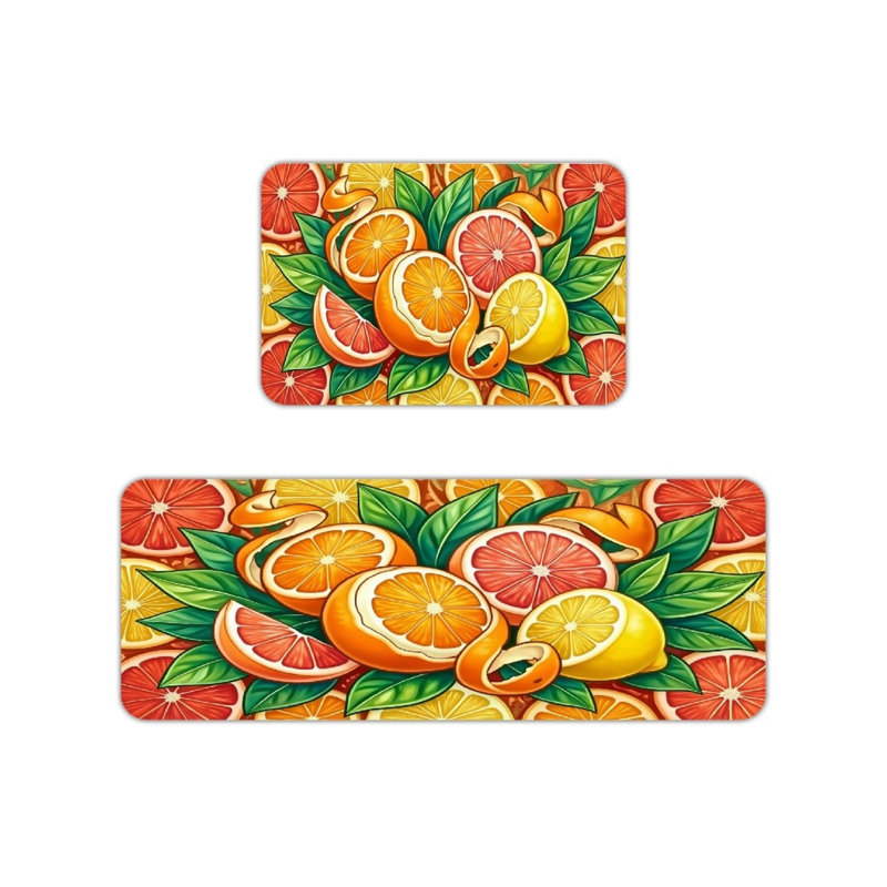 Multicolor Citrus Kitchen Mats, 2 Pack for Summer Kitchen Decor