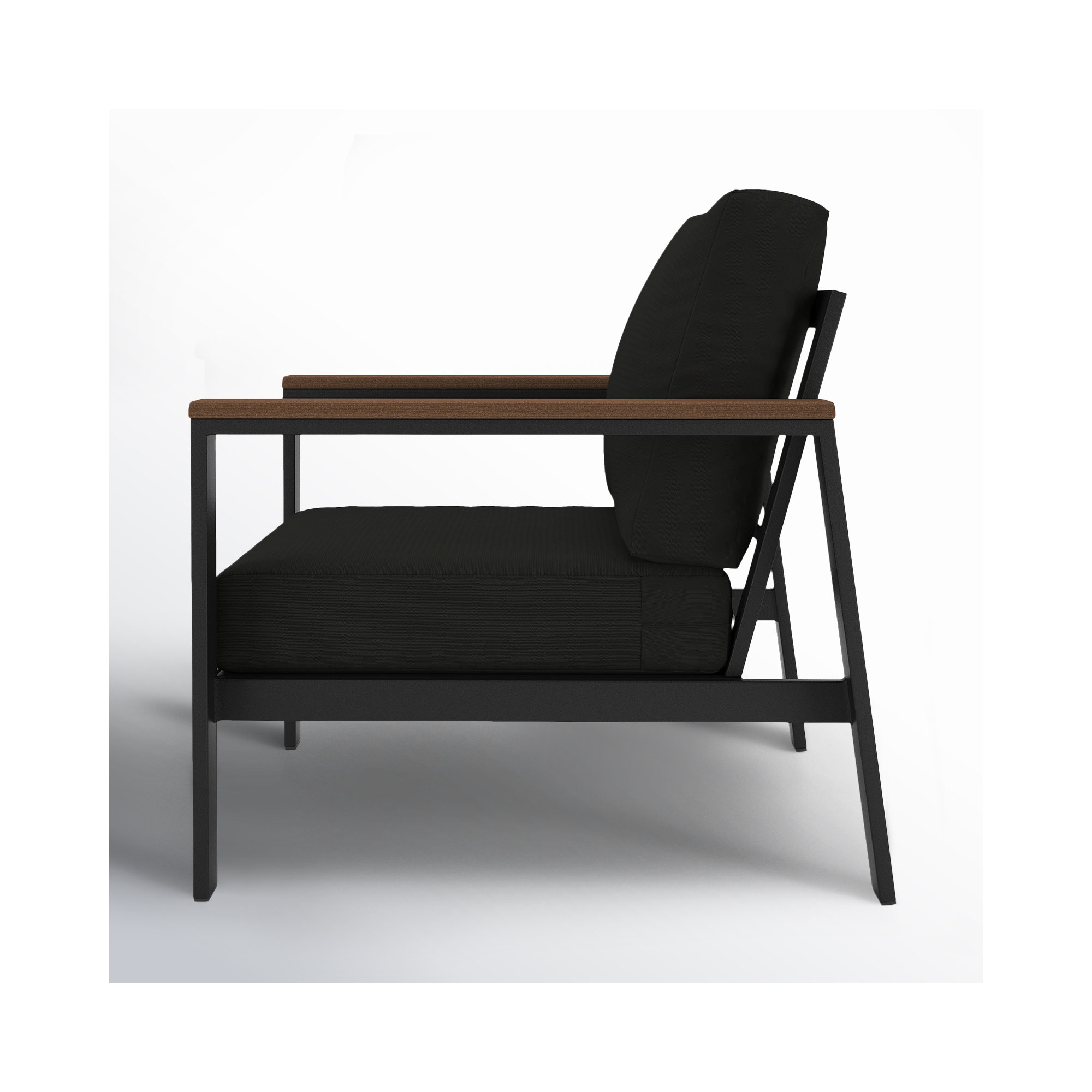 Townsend Outdoor Patio Lounge Chair with Sunbrella Cushions, Brown, Canvas Black Sunbrella® Canvas