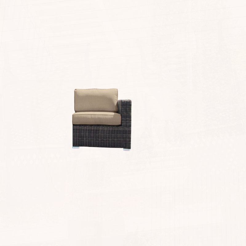 Chaise de coin d'extérieur avec coussins Toomey, Coussin beige / structure brune
