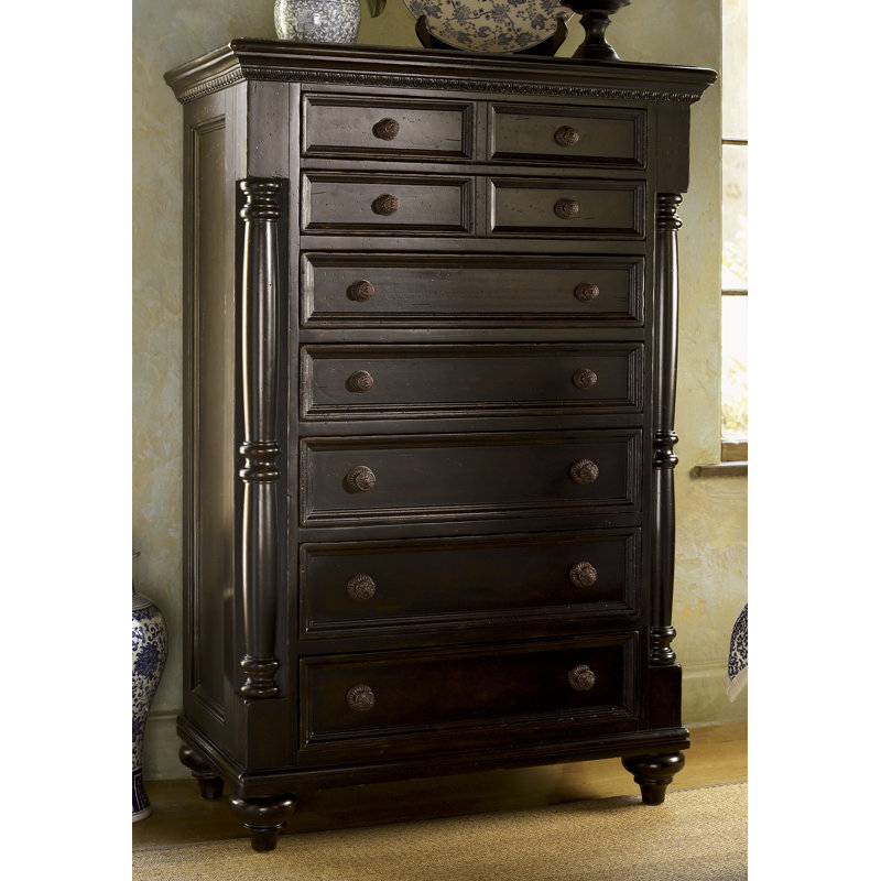 Kingstown 38'' Black Traditional Dovetail 7-Drawer Chest