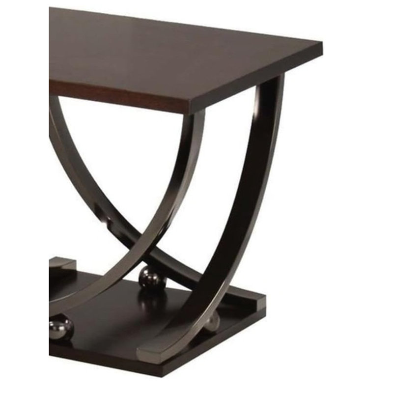Table d'appoint avec plateau en placage de bouleau et structure en métal sans support transportable en bois brun foncé Richer
