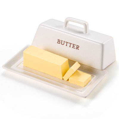 Kook Ceramic Butter Dish with Lid, Kitchen Countertop Butter Keeper, Serving Tray with Cover, Storage Container, Holds 1 Stick