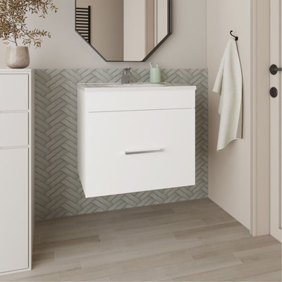 Meuble-lavabo de salle de bain avec lavabo, 1 tiroir (SANS ROBINET INCLUS)
