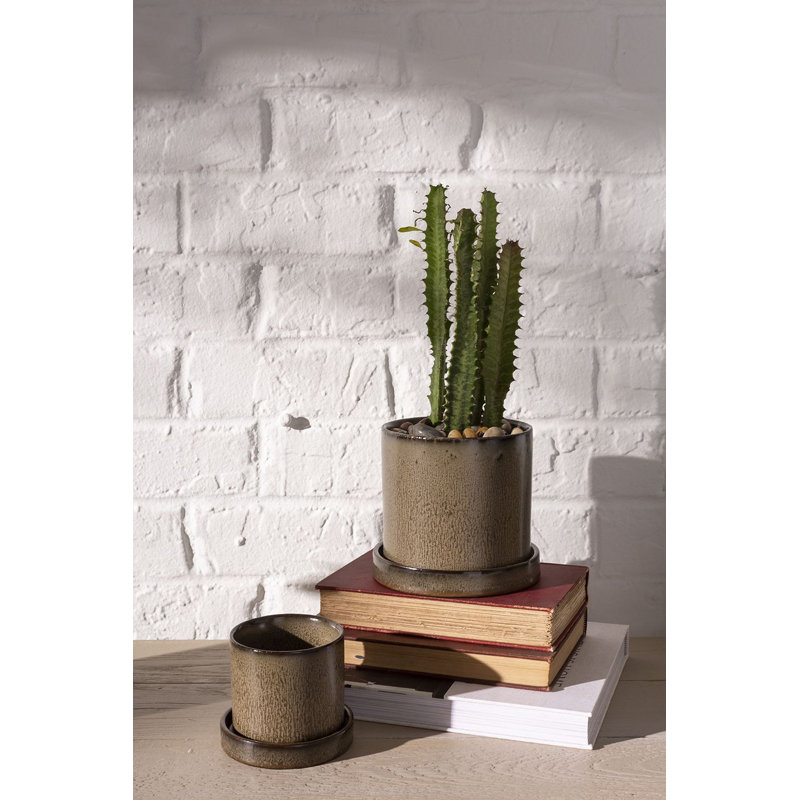 Tyron Ceramic Pot Planter, Brown, 5.5" H x 5" W x 5" D