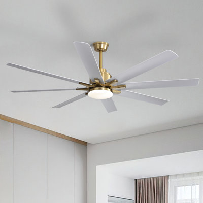 66" Brixham 8-Blade Modern Ceiling Fan with LED Light and Remote Control