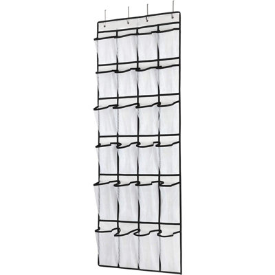 Over The Door Shoe Organizer, Hanging Shoe Organizer With 24 Mesh Large Pockets Door Shoe Rack Organizer For Men Women Kids Hanging Shoe Storage Bag, White