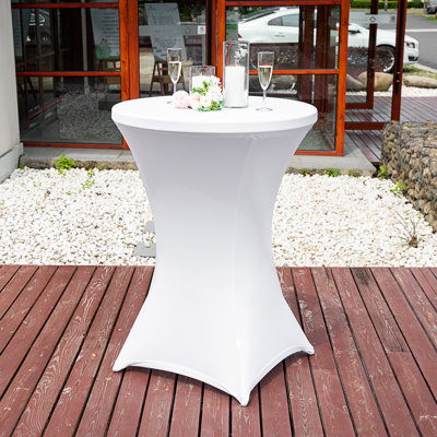 Couvertures de table rondes 36 x 43 pouces, 1 nappe lavable en spandex lavable - sans plis, durable, nappe blanche ajustée en polyester, pour les fêtes, les banquets ou les mariages,