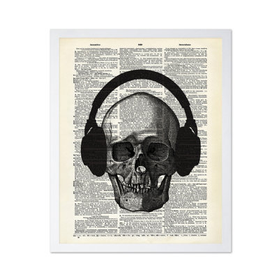 Crâne avec casque d'écoute