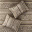 6 courtepointe et coussin - très grand / très grand. Brun / or . Feuille, rayures, détails. Réversible pour une décoration polyvalente. Lavable à la machine avec des coussins à rayures et à motifs. Regardez.-120944634
