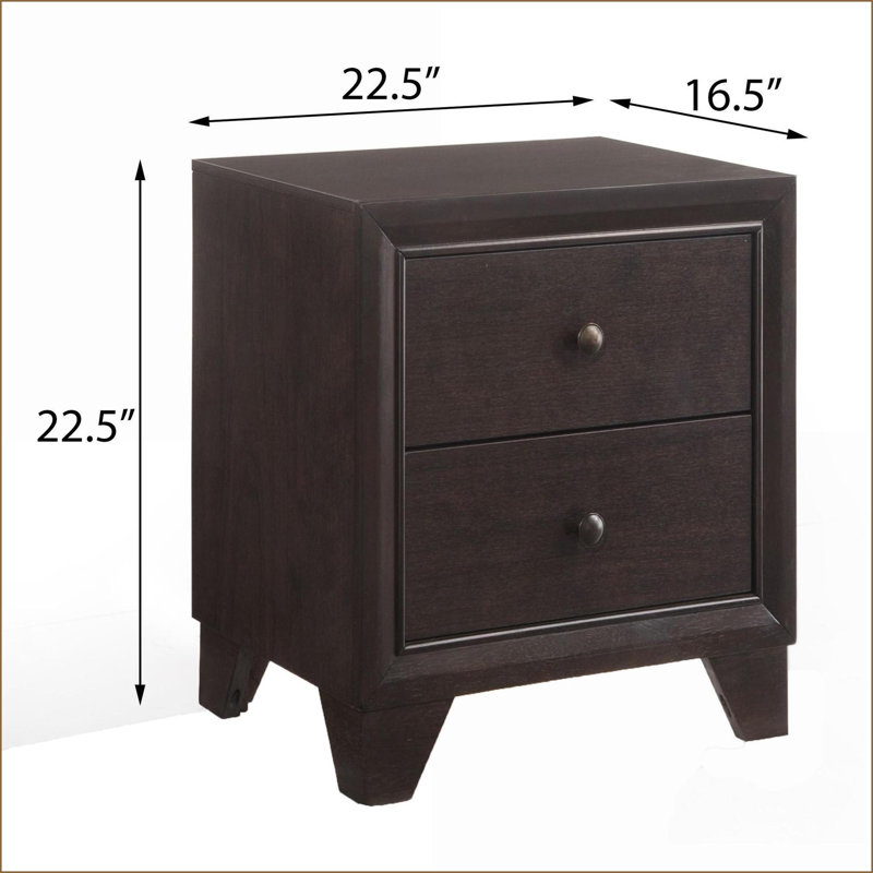 Table de chevet transitionnelle 2 tiroirs Espresso