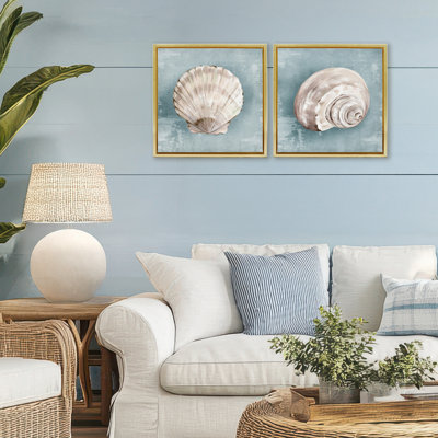 Ensemble de cadres flottants 2 pièces Seashell Whispers of Shore, design par Eli Jones