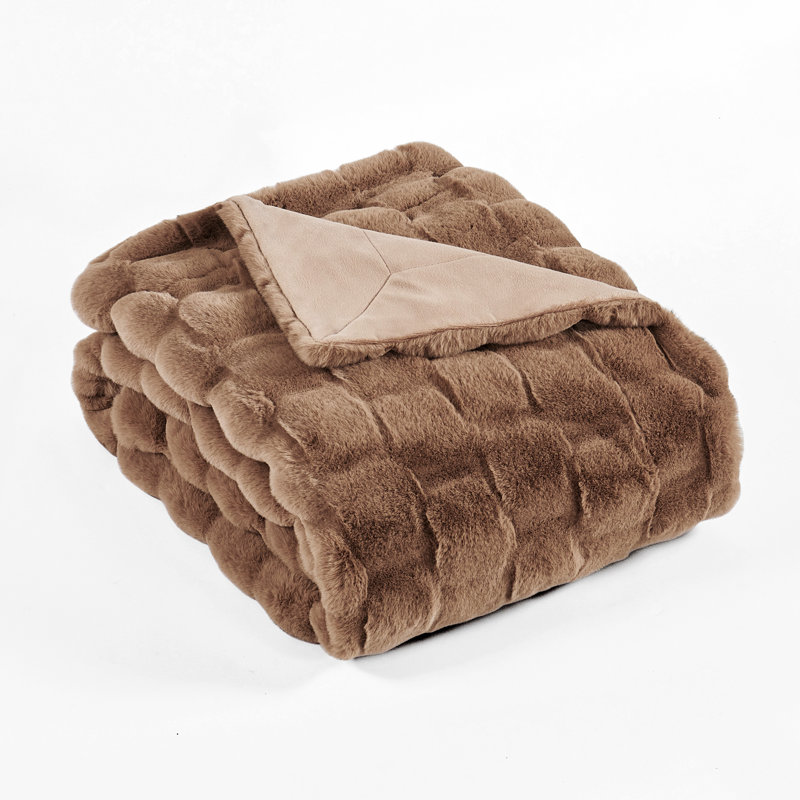 Biscoe Knitted Throw Blanket, Taupe, 50"W x 70"L