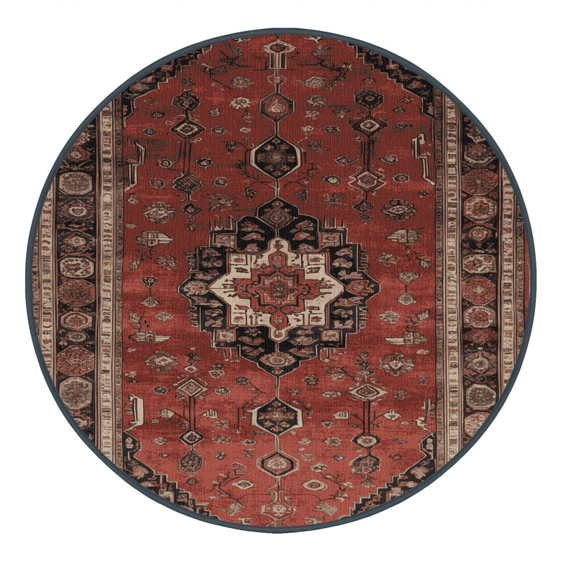 Tapis brun lavable à la machine, Rond 8 pi