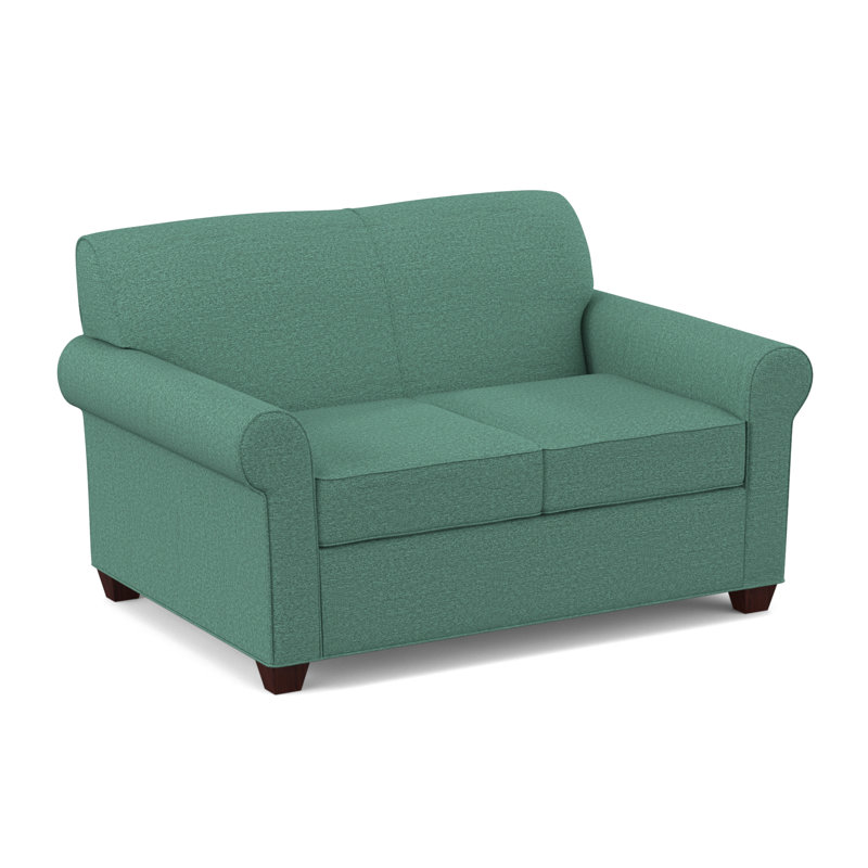 Finn 59" Rolled Arm Loveseat, Antic Lagoon, Empire Mahogany
