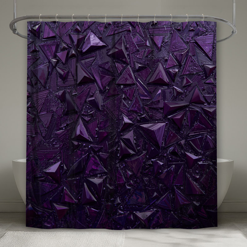 Rideaux de douche mauves à triangles géométriques mauves, L 70 po x H 93 po