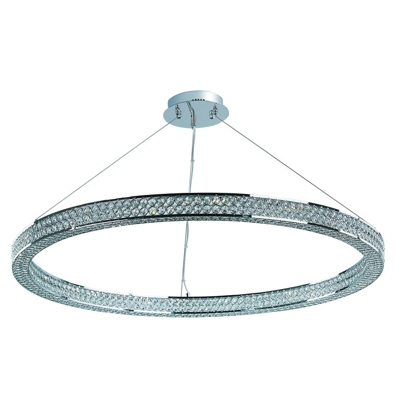 Ambrose Dimmable LED Wagon Wheel Chandelier, 2.25" H x 39.75" W x 39.75" D