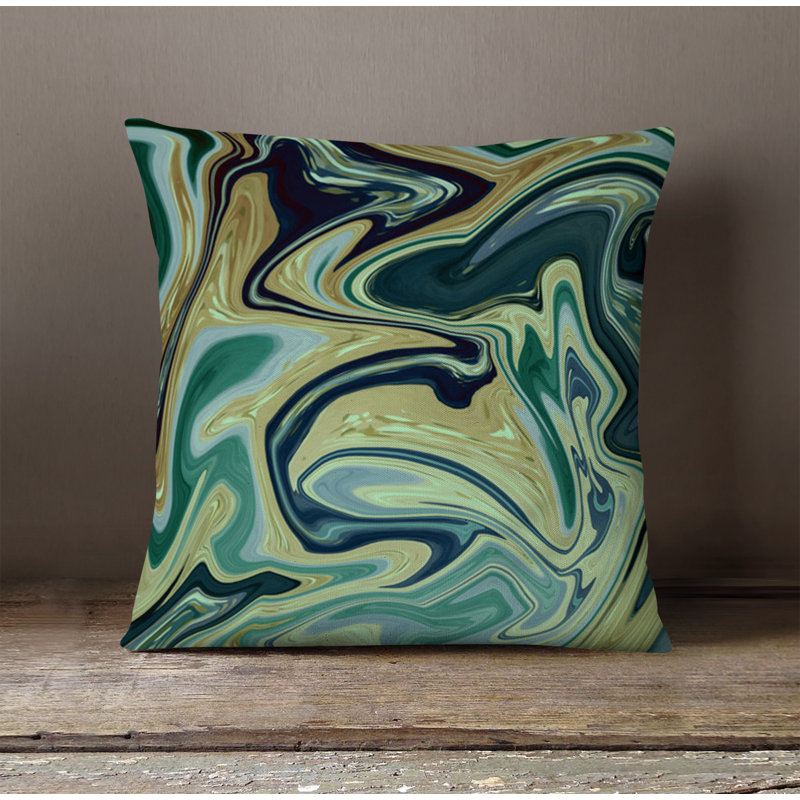 Throw Pillow With Insert, Green Abstract 1, 16"H x 16"W