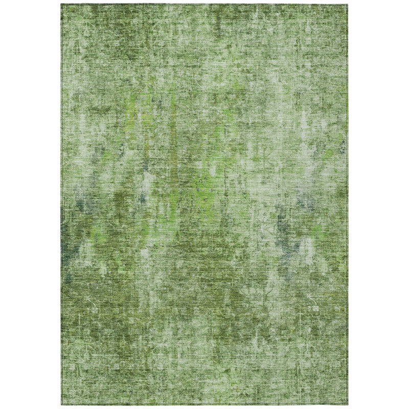 Tapis extérieur lavable abstrait vert olive et artichaut 10 pi x 14 pi