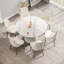 Table de salle à manger moderne et moderne en pierre artificielle beige avec base en contreplaqué beige (non compris les chaises)-633214821