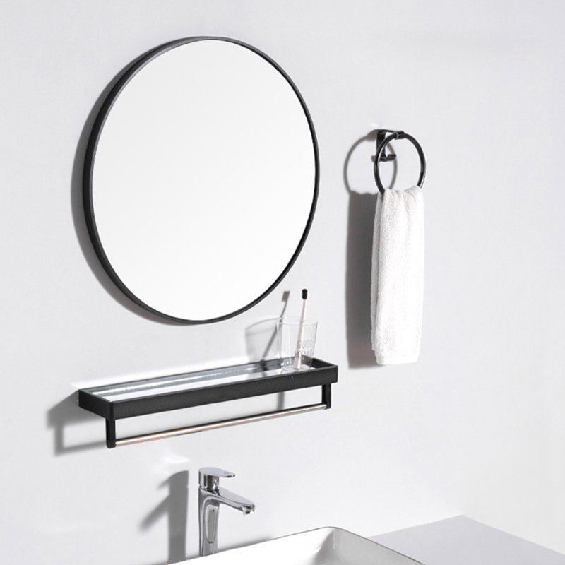 Metal Round Mirror, White, 50cm x 50cm