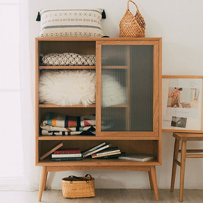 Simple entrance glass door storage shoe cabinet
