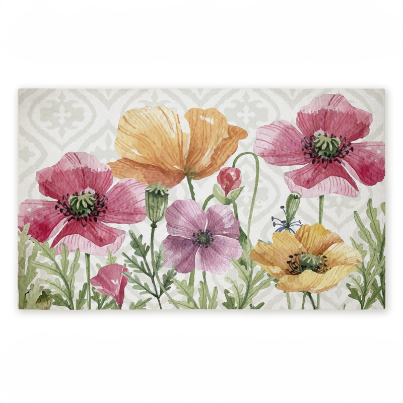 Tapis de porte d'extérieur Poppy Place sur imprimé géométrique, design par Kim Allen, 18 po x 30 po