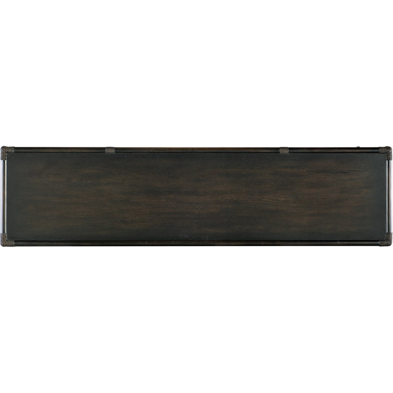 Retreat 70" Pole Rattan Sideboard, Dark Wood/Black Sand