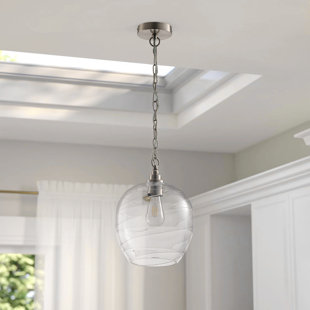 Modern Ceiling Pendant Lighting Sea Swell Handblown Coastal Style Shade with Adjustable Chain